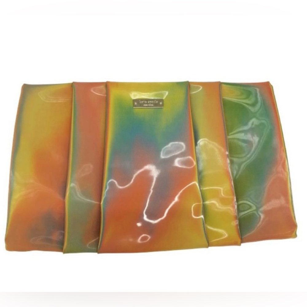 kate spade Iridescent Rainbow Vinyl Pleated Clutch